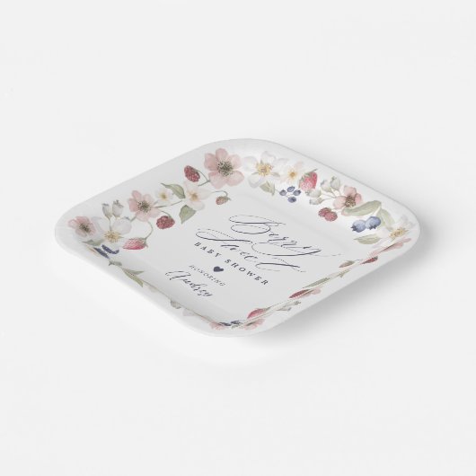 Berry Sweet Baby Shower Wilde Berries & Floral Pappteller (Gewinkelt)