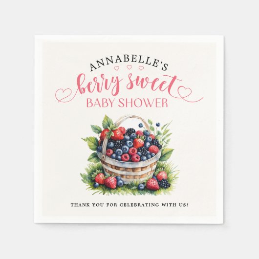 Berry Sweet Baby Shower Wilde Berries Serviette (Vorderseite)