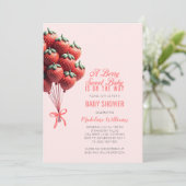 Berry Sweet Baby Strawberry Balloons Babydusche Einladung (Stehend Vorderseite)