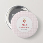 Berry Sweet Baby Strawberry Coquette Gingham Button (Vorne & Hinten)