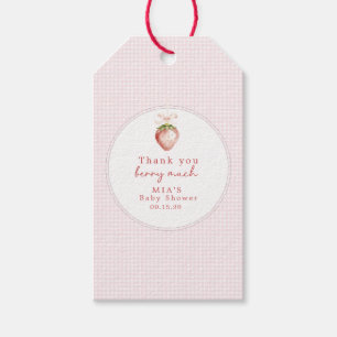 Berry Sweet Baby Strawberry Coquette Gingham Geschenkanhänger