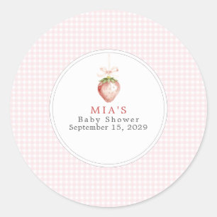 Berry Sweet Baby Strawberry Coquette Gingham  Runder Aufkleber