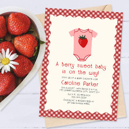 Berry Sweet Baby Strawberry Gingham Bodysuit Einladung