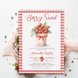 Berry Sweet Berries Art Garden Gingham Baby Shower Einladung