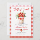 Berry Sweet Berries Art Garden Gingham Baby Shower Einladung (Vorderseite)