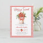 Berry Sweet Berries Art Garden Gingham Baby Shower Einladung (Stehend Vorderseite)