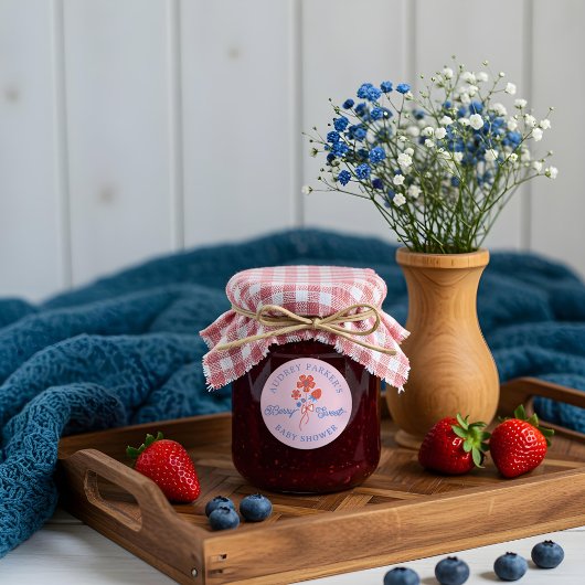 Berry Sweet Berries Floral Monogram Baby Shooting Runder Aufkleber