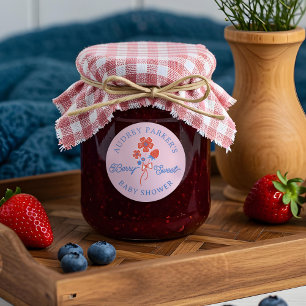 Berry Sweet Berries Floral Monogram Baby Shooting Runder Aufkleber