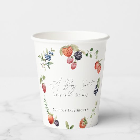 Berry Sweet Berries Girl Baby Dusche Pappbecher (Rückseite)