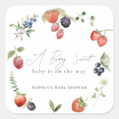 Berry Sweet Berries Girl Baby Dusche Quadratischer Aufkleber (Vorderseite)