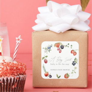 Berry Sweet Berries Girl Baby Dusche Quadratischer Aufkleber