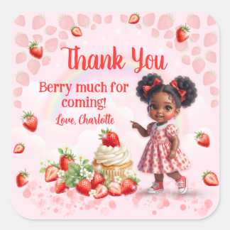 Berry Sweet Birthday - Afro Baby Berry Quadratischer Aufkleber