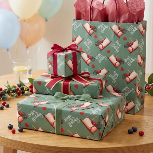 Berry Sweet Birthday Cake Muster Geschenkpapier