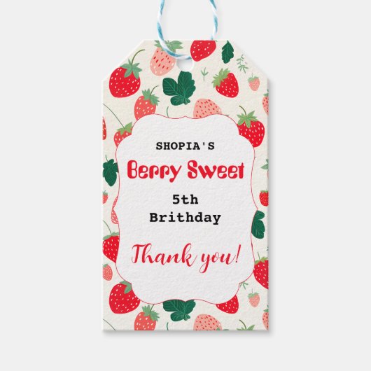 Berry Sweet Birthday Einladung Geschenkanhänger (Vorderseite)