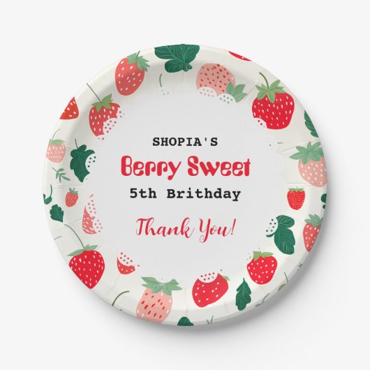 Berry Sweet Birthday Einladung Pappteller (Vorderseite)