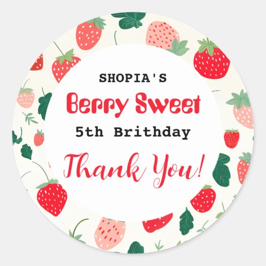 Berry Sweet Birthday Einladung Runder Aufkleber (Vorderseite)