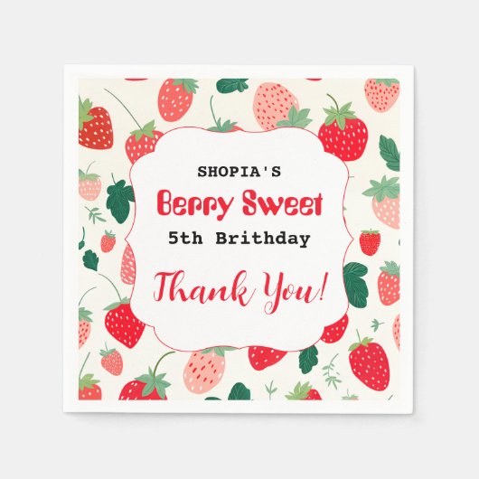 Berry Sweet Birthday Einladung Serviette (Vorderseite)