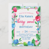Berry Sweet Birthday Einladung Strawberry Gingham (Vorderseite)