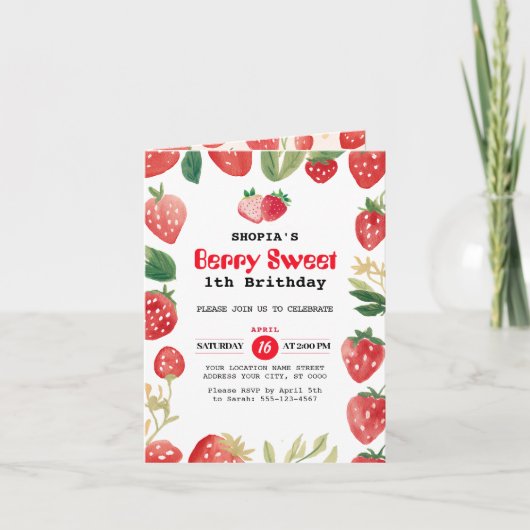 Berry Sweet Birthday Folded Einladung (Vorderseite)