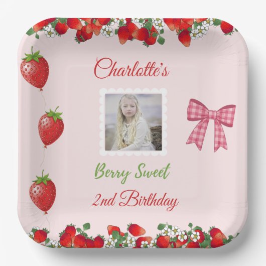Berry Sweet Birthday Foto Pappteller (Vorderseite)