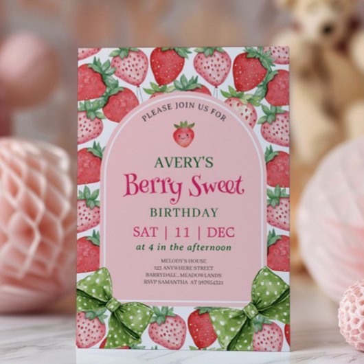 Berry Sweet Birthday Party Strawberry Birthday  Einladung
