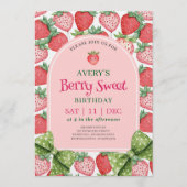 Berry Sweet Birthday Party Strawberry Birthday  Einladung (Vorderseite)