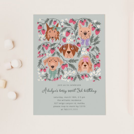 Berry Sweet Birthday Party | Strawberry Dogs Einladung