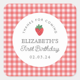 Berry Sweet Birthday Picnic vielen Dank Quadratischer Aufkleber