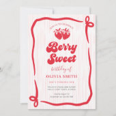 Berry Sweet Birthday Pink Bow Coquette Strawberry Einladung (Vorderseite)