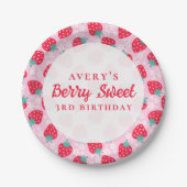 Berry Sweet Birthday Strawberry Daisy Pappteller (Vorderseite)