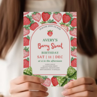 Berry Sweet Birthday Strawberry Party Invitation Einladung