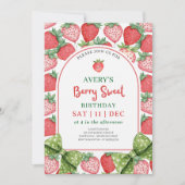 Berry Sweet Birthday Strawberry Party Invitation Einladung (Vorderseite)