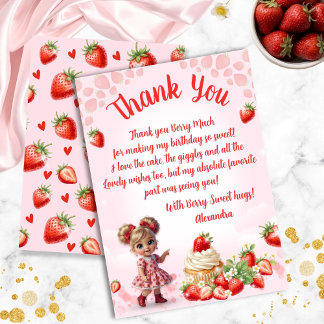 Berry Sweet Birthday -  Strawberry Thank you card Dankeskarte