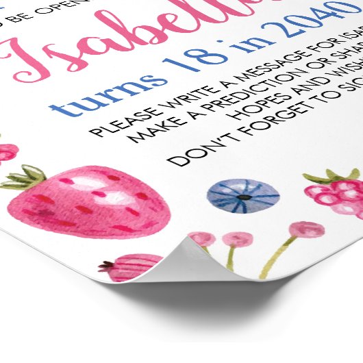 Berry Sweet Birthday Time Capsule Sign Poster (Ecke)