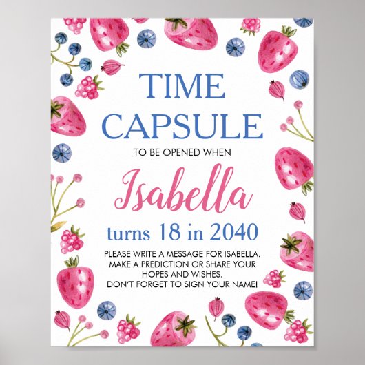 Berry Sweet Birthday Time Capsule Sign Poster (Vorne)