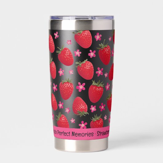 Berry Sweet Black Strawberry Floral Tumbler Thermobecher (Vorderseite)