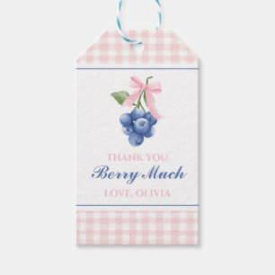 Berry Sweet Blaubeer-Geburtstag mit rosa Schleife  Geschenkanhänger