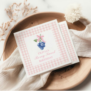 Berry Sweet Blaubeer-Geburtstag Rosa Schleife Coqu Serviette