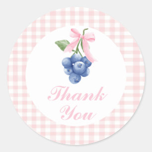 Berry Sweet Blaubeer Geburtstag Rosa Schleife Dank Runder Aufkleber