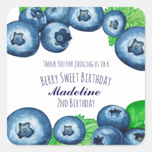 Berry Sweet Blaubeeren Geburtstag  Quadratischer Aufkleber
