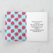 Berry Sweet Blue Strawberry Baby Shower Dankeskarte (Innenseite)
