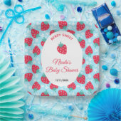 Berry Sweet Blue Strawberry Baby Shower Pappteller (Party)