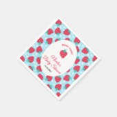 Berry Sweet Blue Strawberry Baby Shower Serviette (Ecke)