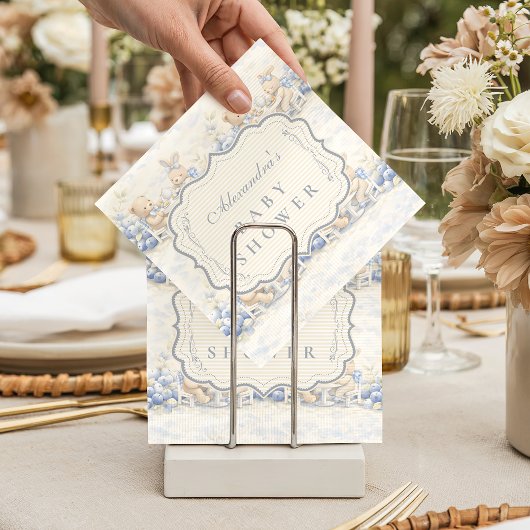 Berry Sweet Blue Toile Baby Shower Serviette