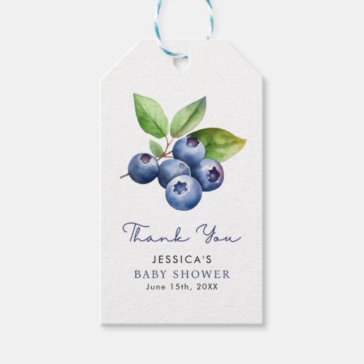 Berry Sweet Blueberries Babydusche Geschenkanhänger (Vorderseite)