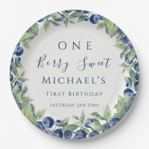 Berry Sweet Blueberry 1. Geburtstag Papier-Teller