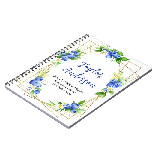 Berry Sweet Blueberry Baby Birth Stats Notizblock (Linke Seite)