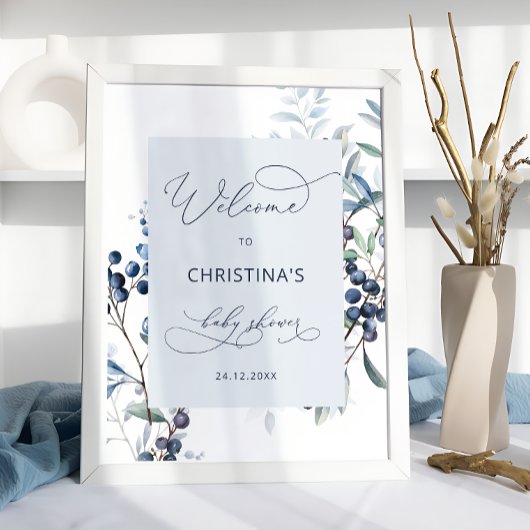 Berry Sweet Blueberry Baby Dusche Willkommenspende Poster