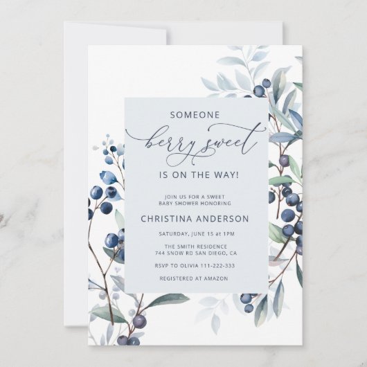 Berry Sweet Blueberry Baby Shower Einladung (Vorderseite)