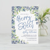 Berry Sweet Blueberry Baby Shower Einladung (Stehend Vorderseite)